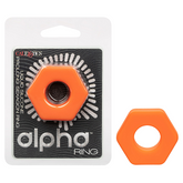 Alpha Liquid Silicone Prolong Sexagon Ring Orange 0.75 Inch Diameter Stretchy Durable Waterproof COCK RINGS